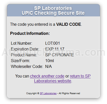 Проверка оригинальности SP Cypionate на официальном сайте Оригинальный SP Cypionate – подтверждение по коду