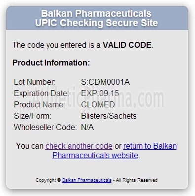 Оригинальный Clomed (Balkan Pharmaceuticals) Проверяем Кломид (Балкан Фарма) с помощью кода
