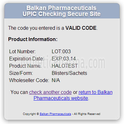 Оригинальный Халотест (Балкан Фарма) Проверка Halotest (Balkan Pharmaceuticals) с помощью кода